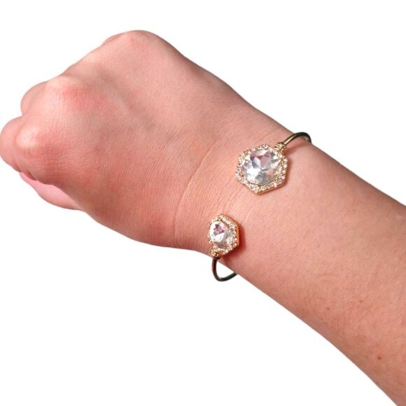 Sparkling Crystal Open Top Cuff Bangle - Picture 3 of 15